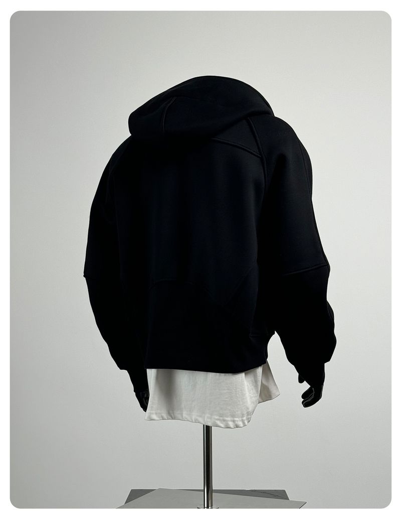 Kurzarm-Kapuzenpullover für Herren – Lässiges High Street-Sweatshirt mit Reißverschluss, Oversize-Passform, Unisex-Streetwear für Herbst & Frühling_voghion.com
