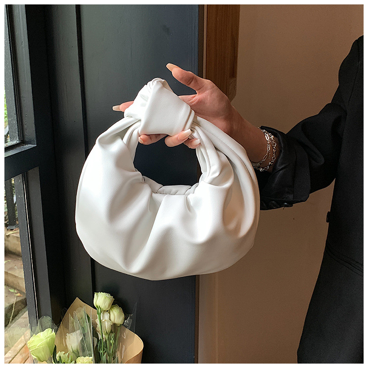 Borsa piccola nuvola pieghettata dal design di nicchia borsa casual in morbida pelle da donna 2024 nuova piccola borsa rotonda in stile straniero_voghion.com