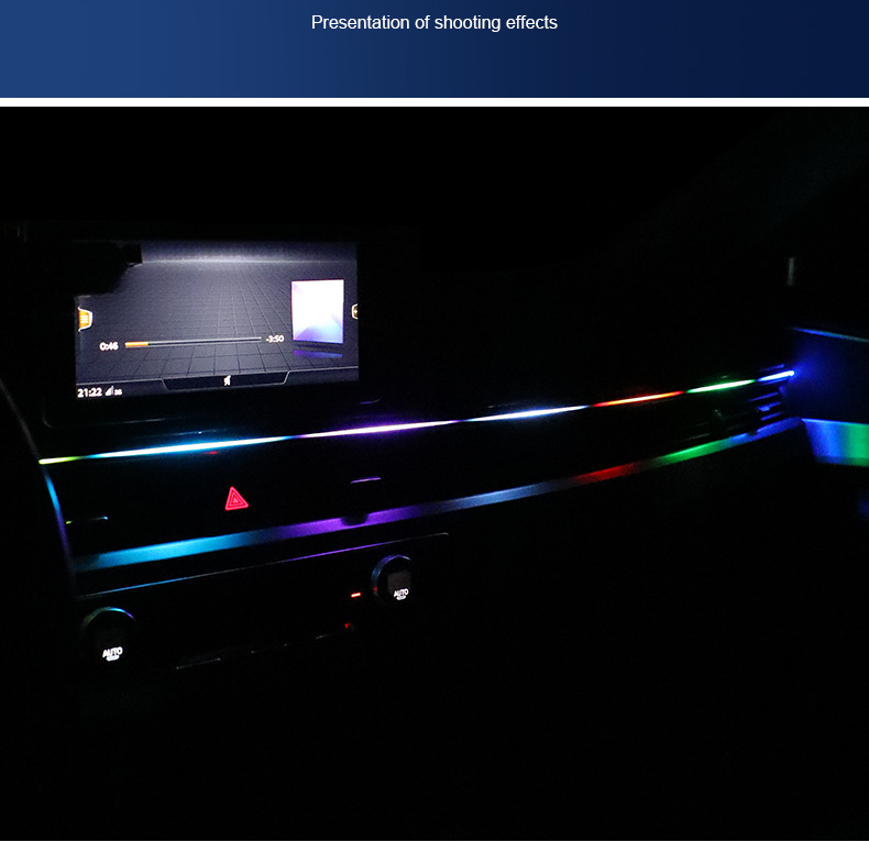 Car Center Console Interior Colorful Modified LED Dashboard Acrylic Ambient USB Wireless Flowing Light_voghion.com