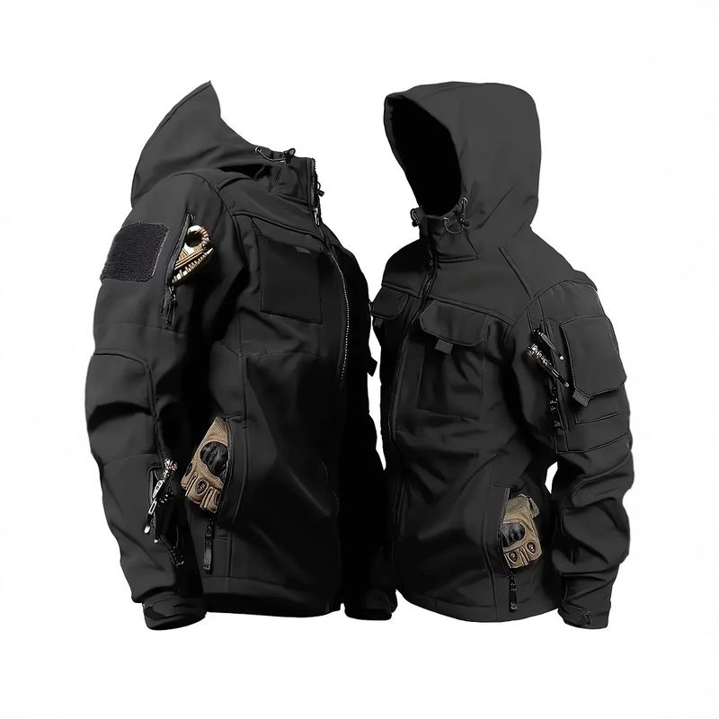 Men's Tactical Softshell Jacket With Fleece Lining - Waterproof, Windproof & Stylish Outdoor Coat For Hiking, Camping & Urban Commute_voghion.com