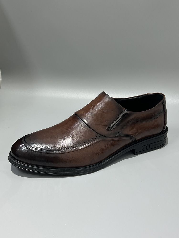 Hochwertige, vielseitige Slip-On-Schuhe aus echtem Leder mit spitzer Zehenpartie, Business Casual, formelle erste Schicht aus Rindsleder für Herren_voghion.com