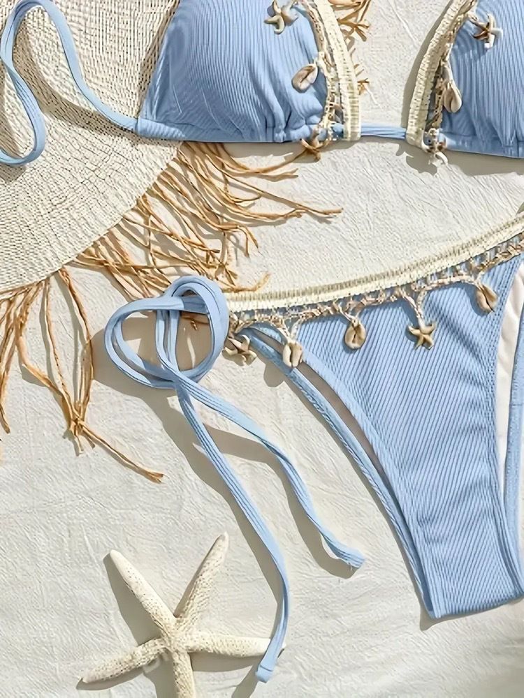 Maillot de bain sexy à lacets, col licou, bonnet triangle, pour femmes, style européen et américain, pour la plage_voghion.com