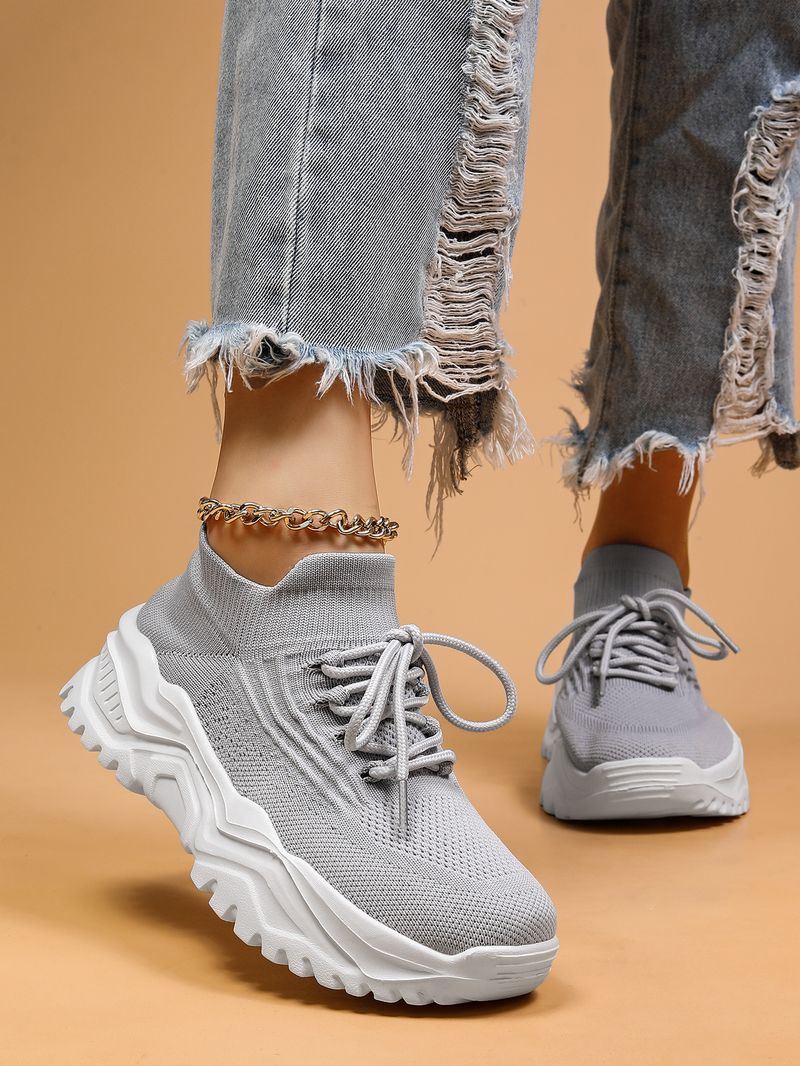 Plus Size Women's Breathable Sock Sneakers Slip-On Lazy Shoes_voghion.com