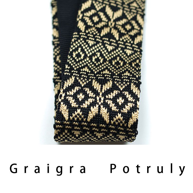 Men's Ties & Handkerchiefs style ethnic style coffee color yellow gray dark green width 6CM men's knitted tie_voghion.com