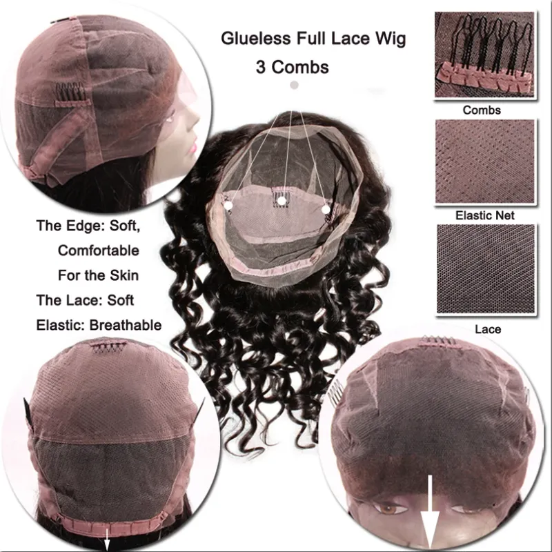 LUFFYHAIR Water Wave Full Lace Wigs Human Hair Trasparent Glueless Full Lace Curly Wigs 180Density Wet and Wavy Human Hair Wigs_voghion.com