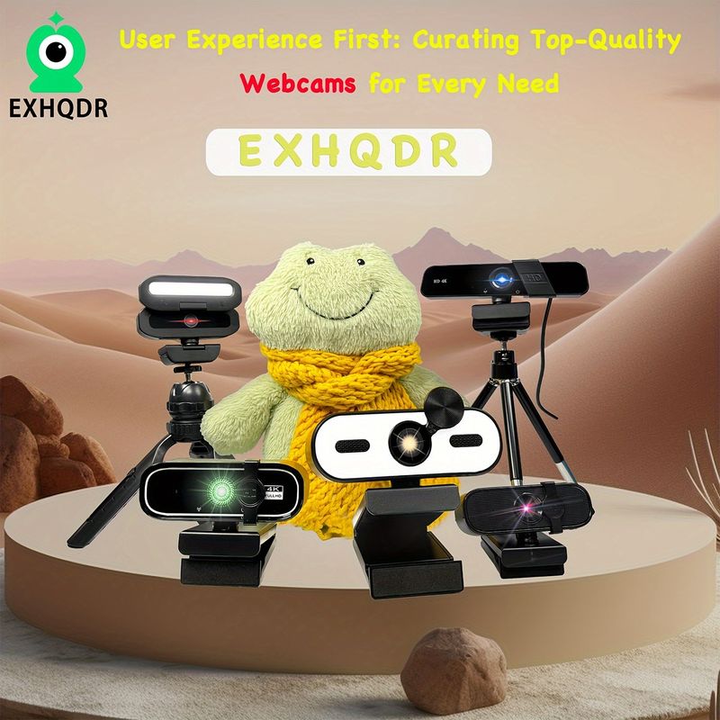 Webcam USB EXHQDR UHD 4K, nuovo modello aggiornato con obiettivo grandangolare da 120° e messa a fuoco manuale. Questo computer plug-and-play_voghion.com