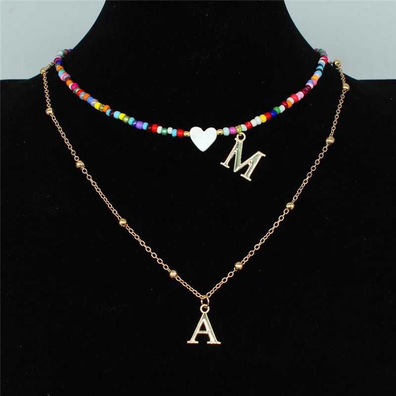 2025 Nuovi arrivi Boho fatto a mano fai da te colorato perline girocollo donne acciaio inossidabile lettera ciondolo collana conchiglia cuore spiaggia gioielli_voghion.com