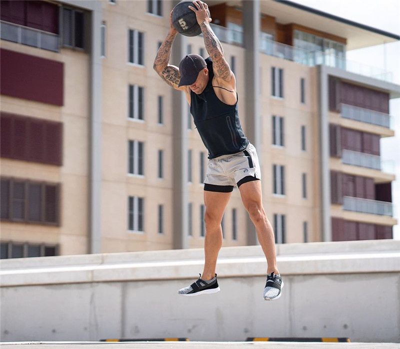 Men's Double-Layer Gym Shorts - Quick-Dry Mesh Workout Shorts With Compression Liner (Side Pockets For Running & Weight Training)_voghion.com