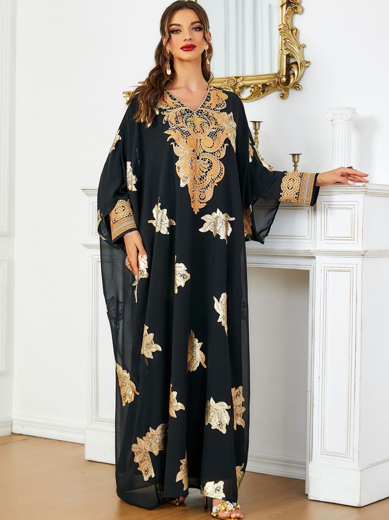 Nuovo abito musulmano con stampa a caldo, abito largo in due pezzi per donna araba_voghion.com