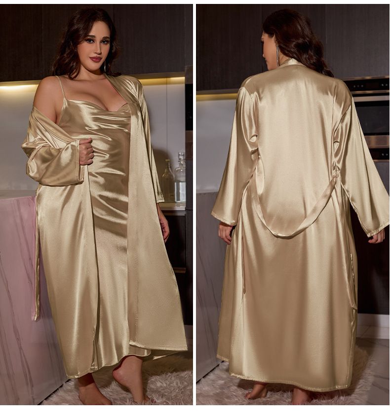 Damen Nachtwäsche mit langen Hosenträgern, langes Nachthemd, Anzug für Damen, große Größe, sexy, bequem, langärmelig, Heimkleidung Wp22018_voghion.com