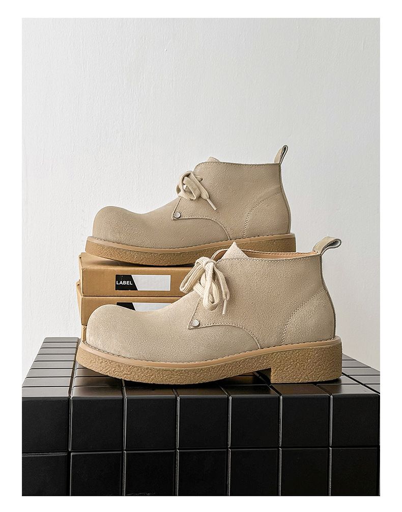 Chaussures pour hommes, bottes Martin en cuir véritable, style rétro, en daim de vache, à grosses têtes, bottes de travail pour hommes, bottes courtes_voghion.com