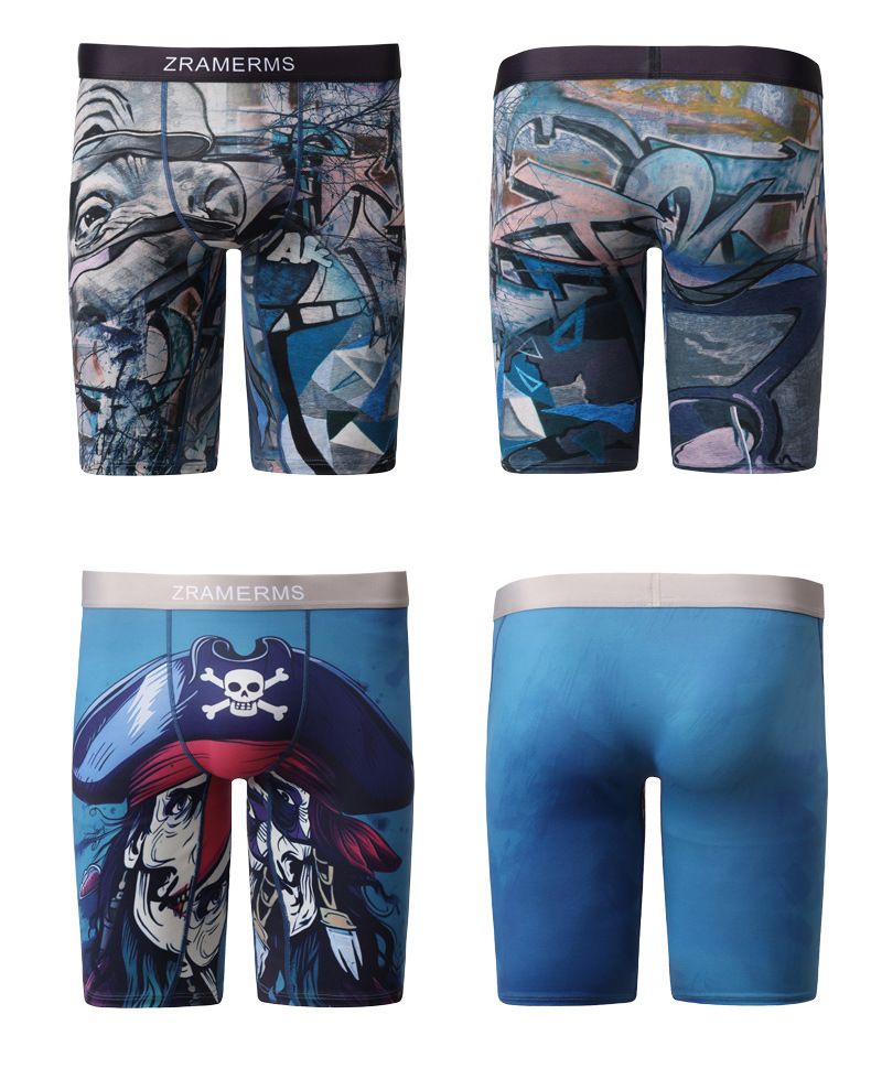 Sous-vêtements pour hommes, imprimé requin, tendance, séchage rapide, respirants et longs, boxers et leggings de sport_voghion.com