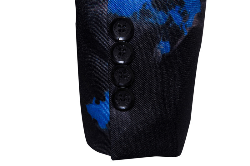 Ein-Knopf-Anzug, rot-blauer Flammendruck, Anzugkleid, Performance, lässig, modisch, langärmeliger Anzug_voghion.com