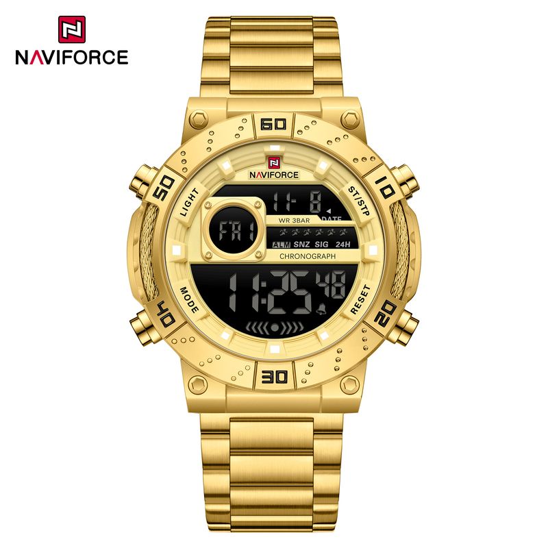 Luxury Golden Digital Man Watch LED Display Stainless Steel Wristwatch Men Waterproof Chronograph Relogio Masculino_voghion.com