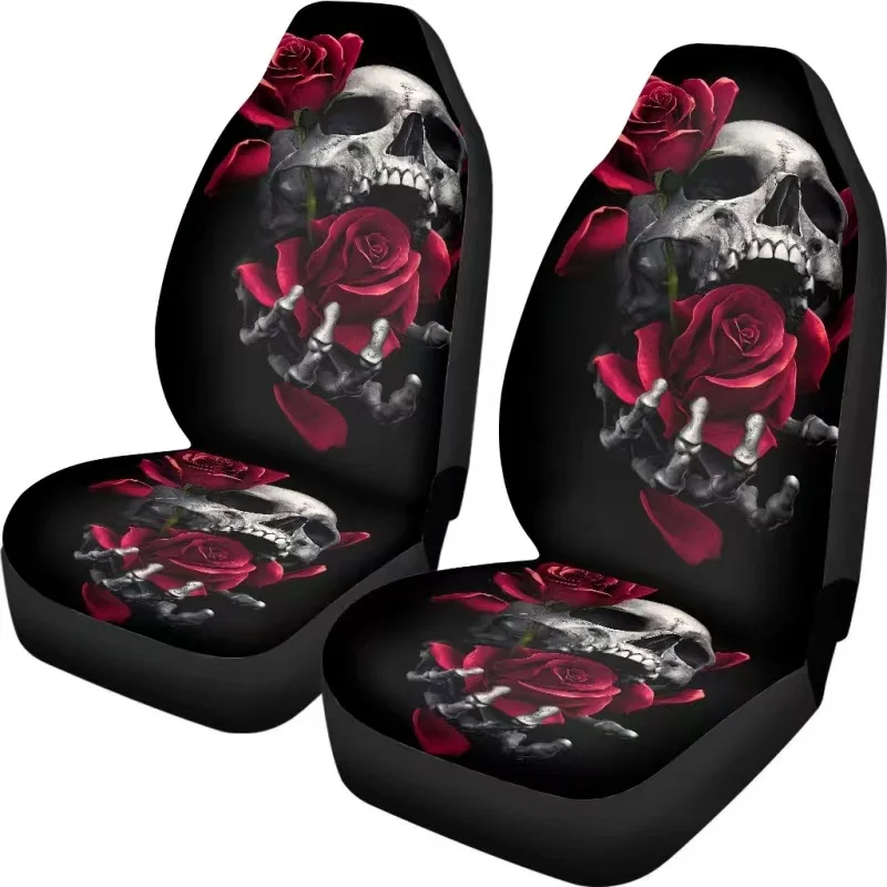 Universeller, personalisierter Totenkopf-Sitzschutz, zweiteilig, Auto-Kissenbezug_voghion.com