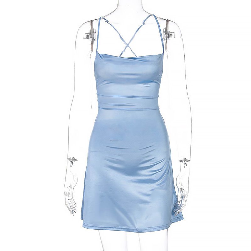 Damenbekleidung Kurzes, tief ausgeschnittenes, rückenfreies Sling-Partykleid für heiße Mädchen_voghion.com