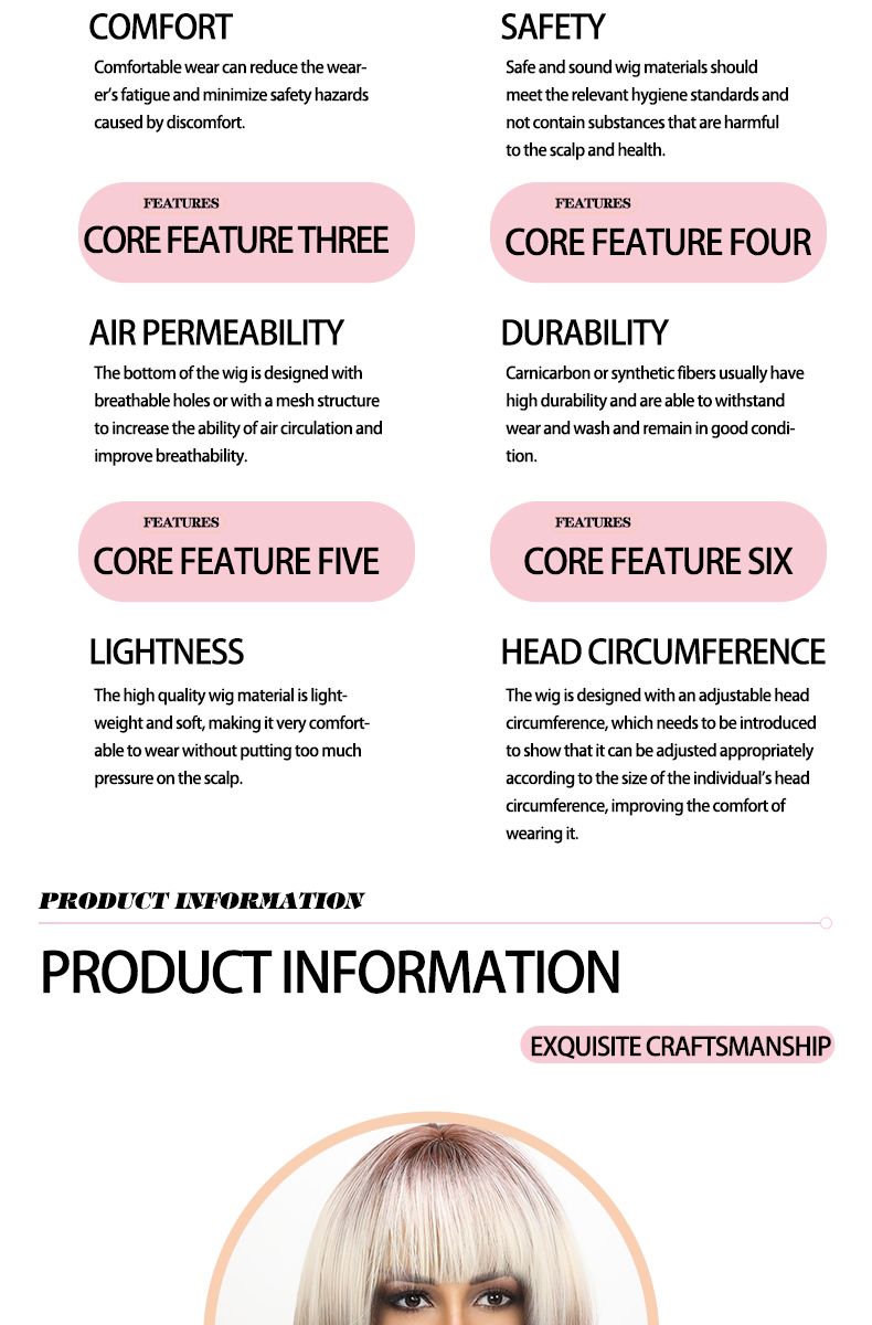 Dunkelbraune, gerade, kurze Bob-Perücke mit Farbverlauf und Pony, Damenperücke aus natürlicher Kunstfaser, für den täglichen Gebrauch, Party, hitzebeständiges Faserhaar_voghion.com