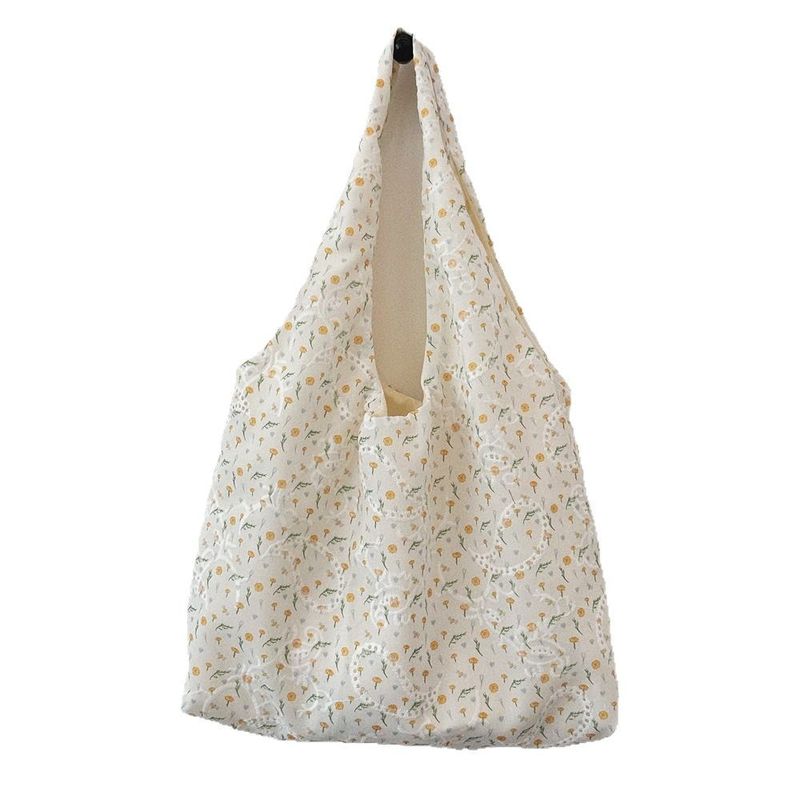 Versione coreana della canottiera in tela ricamata per studentesse, borsa a tracolla Sweet Hundred con motivo floreale_voghion.com