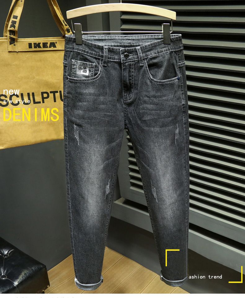2023 herbst Neue Stickerei Mode Für Männer Slim Jeans Stretch Komfortable Klassische Stil Kleine Füße Denim Hose Männlichen_voghion.com
