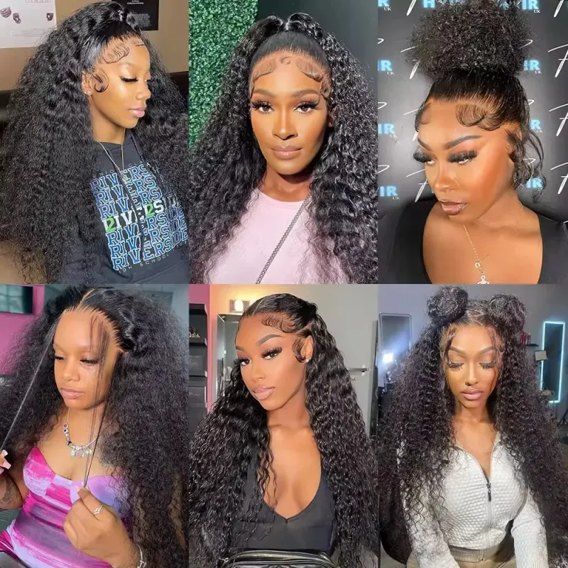 Wholesale Brazilian Human Hair Lace Front Wigs Cheap Transparent Water Wave Prepluck Wig_voghion.com