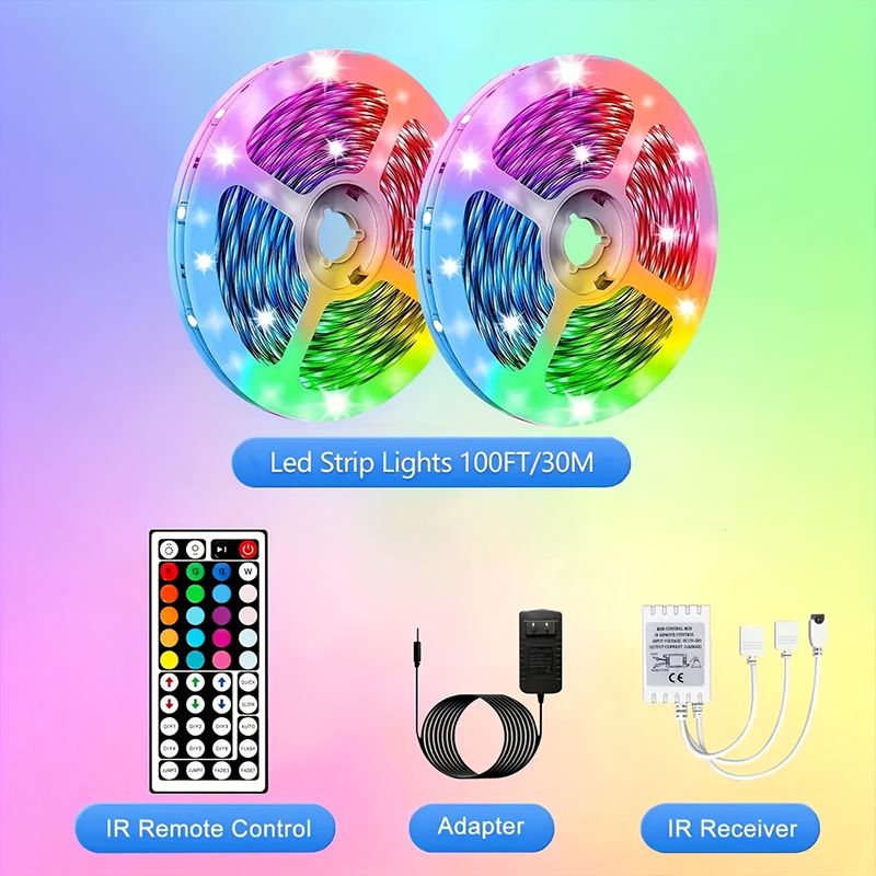 Strisce luminose a LED con cambio colore NBBUFF da 100 piedi per camera da letto con telecomando e alimentatore per l'arredamento della casa_voghion.com