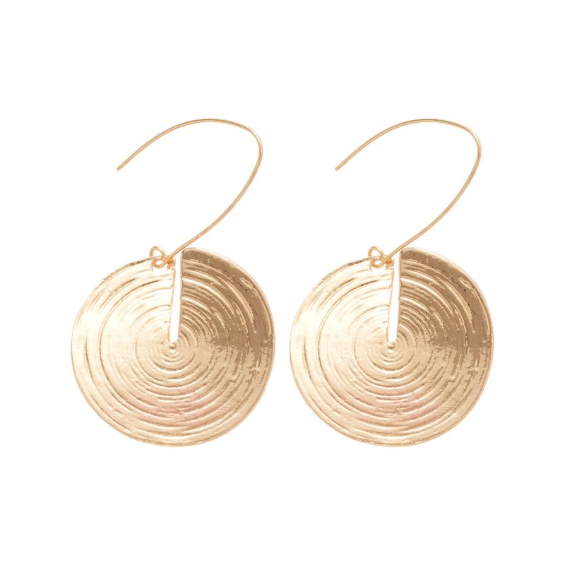 Ganci pendenti con texture rotonda, orecchini in metallo semplici ed eleganti, design di nicchia, gioielli per le orecchie da donna_voghion.com