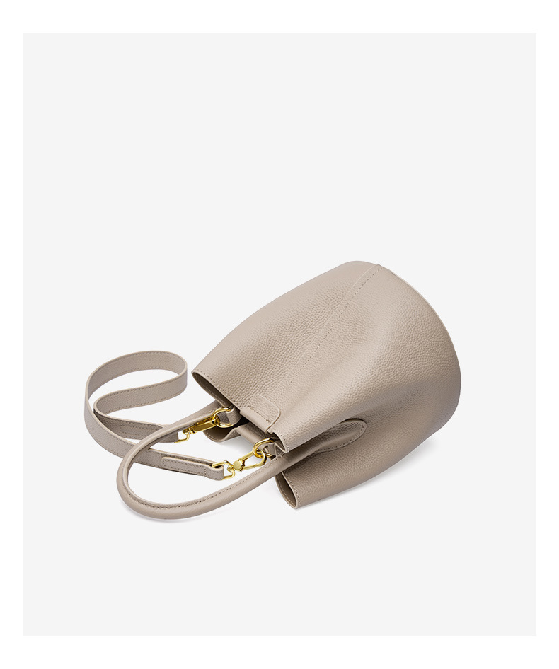 First Layer Cowhide Bag Women's Bag Messenger Bag Niche Summer High Grade Leather Handbag Bucket_voghion.com