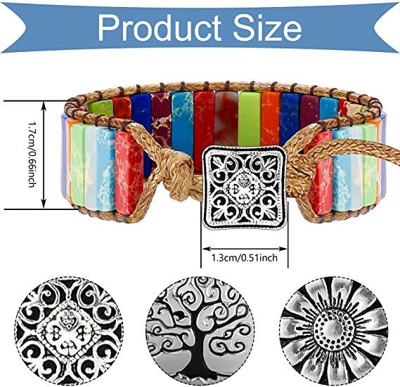 Bohemian Beaded Bracelet For Men And Women, Handmade Leather Wrap Bracelet With Gemstone Beads, Adjustable Unisex Wristband For Everyday Wear_voghion.com