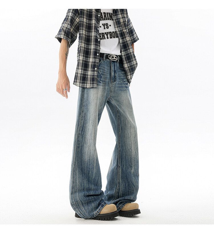 Jeans lunghi 190 Tall Extended Cleanfit Lightning Crack da uomo, pantaloni dritti con micro-pull dal design alla moda_voghion.com