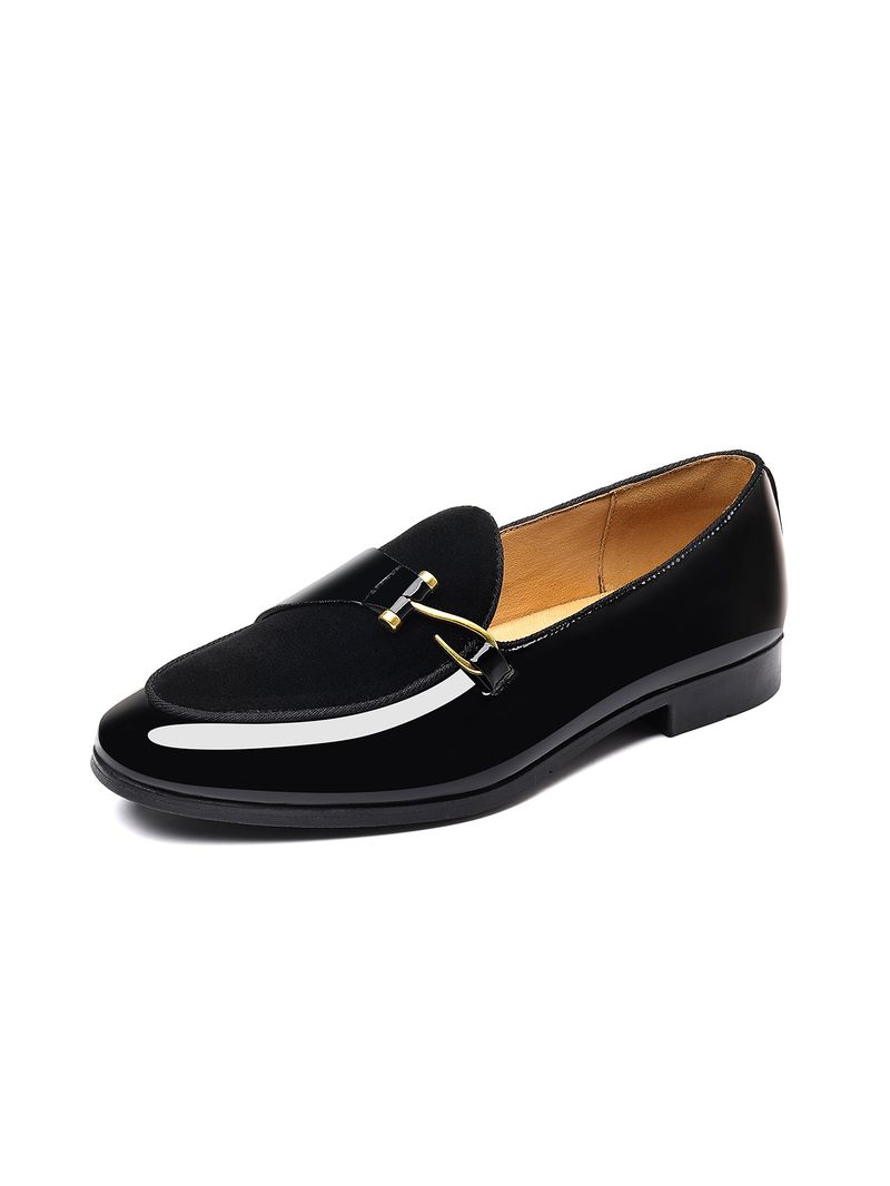 Mocassins décontractés à bout carré pour hommes avec boucle latérale - Chaussures professionnelles et élégantes pour les affaires et les loisirs (Pointures 40-48)_voghion.com