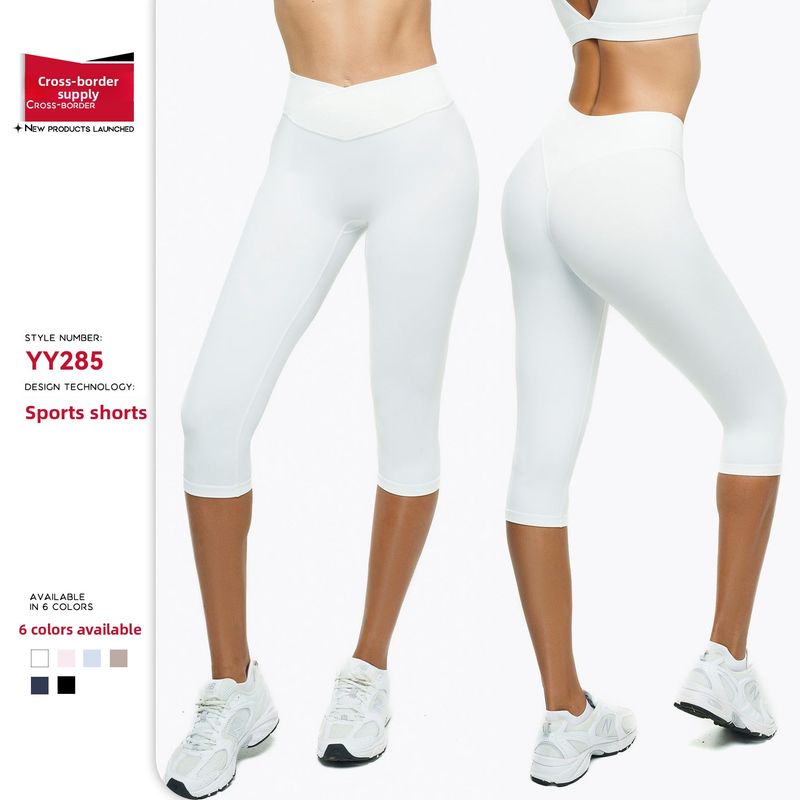 Cross-Border European And American Summer Tummy Control Mid-Length For Women, Hip-Lifting Running Sports Short_voghion.com