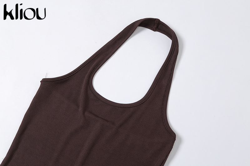 Kliou Randig Sportig träningsgrimma Kvinnor Fritidskläder Aktivt slitage Rygglös Ärmlös lekdräkt Athleisure Biker Playsuits_voghion.com