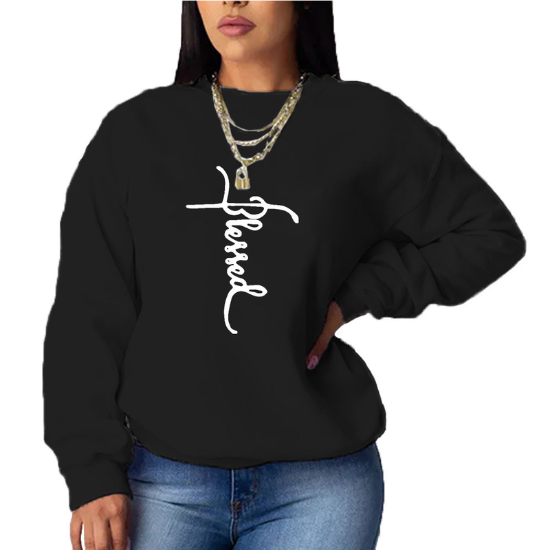 N8889B7 Damen-Oberteil, bedruckt, groß, ohne Hut, lässig, locker, vielseitig, langärmelig_voghion.com