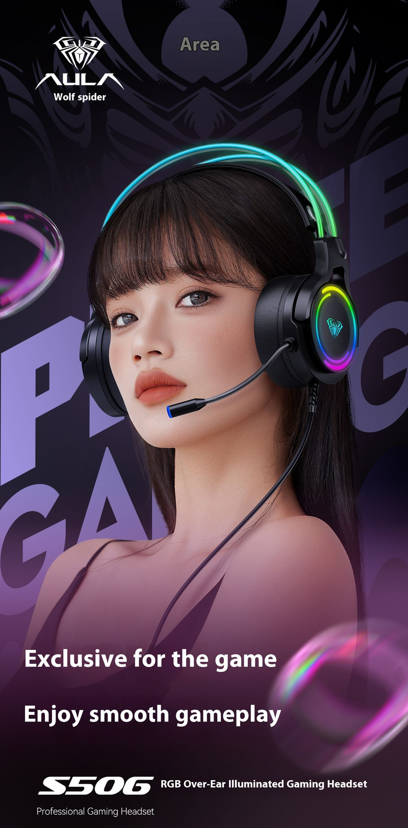 Casque de jeu Esports S506 RGB avec microphone, réduction du bruit, son surround 7.1, confortable à porter, compatible PC_voghion.com