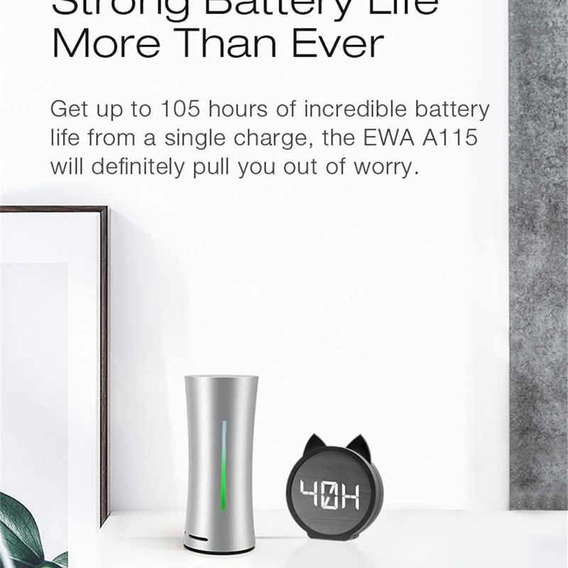 EWA Tragbarer drahtloser Bluetooth 5.0-Lautsprecher Outdoor Sport HIFI TWS-Lautsprecher 6000mAh Stereo Bass TF-Karte MP3-Player_voghion.com