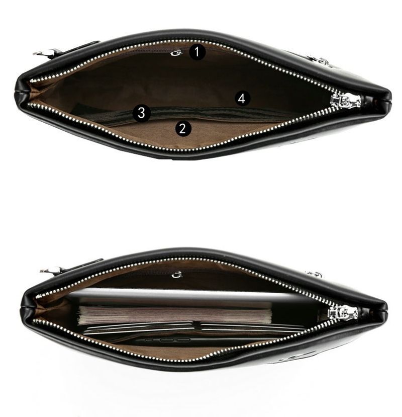 Leather Clutch For Men Zipper Wallet Card Fashion Business Square Phone Ipad Pouch Hand Porter Bag Briefcase Designer_voghion.com