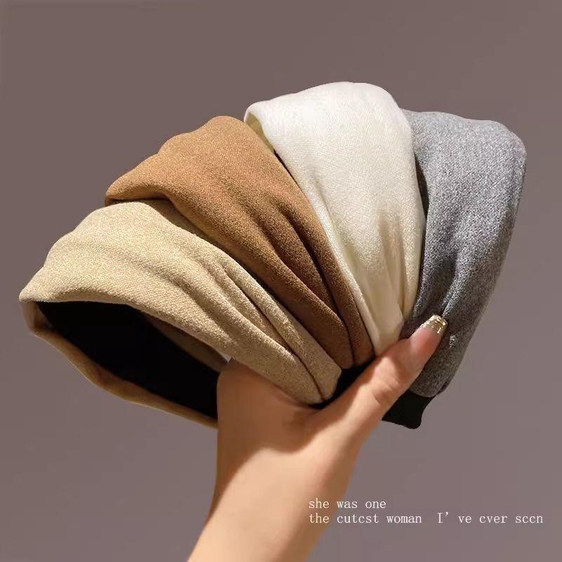 Light High-End Wide Fashionable Elegant Simple Wo's Headband Versatile Solid Color Sweet Hair Accessory For_voghion.com