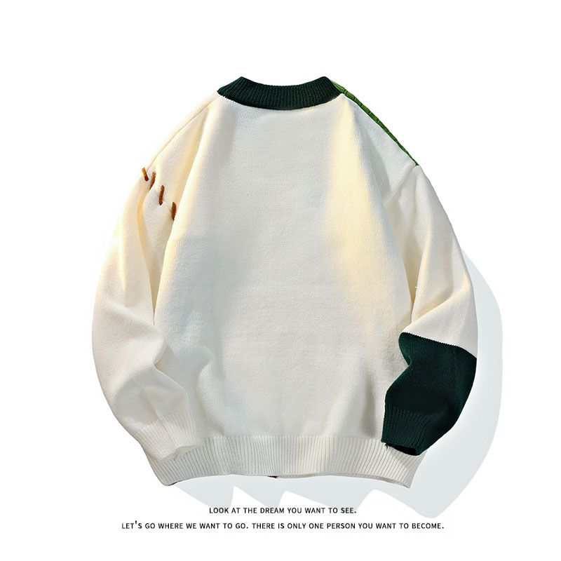Pulls chauds pour hommes et femmes, style coréen, patchwork, col rond, tricotés, tendance, automne-hiver 2025_voghion.com