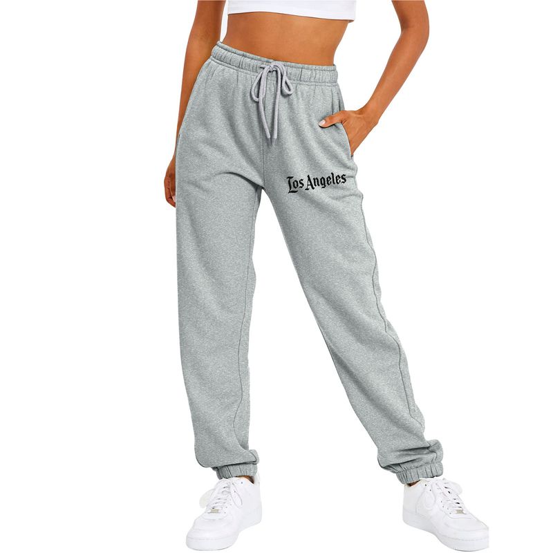 Women's Sweatshirt With Fleece Base Lace-up High-waisted Casual Pants_voghion.com