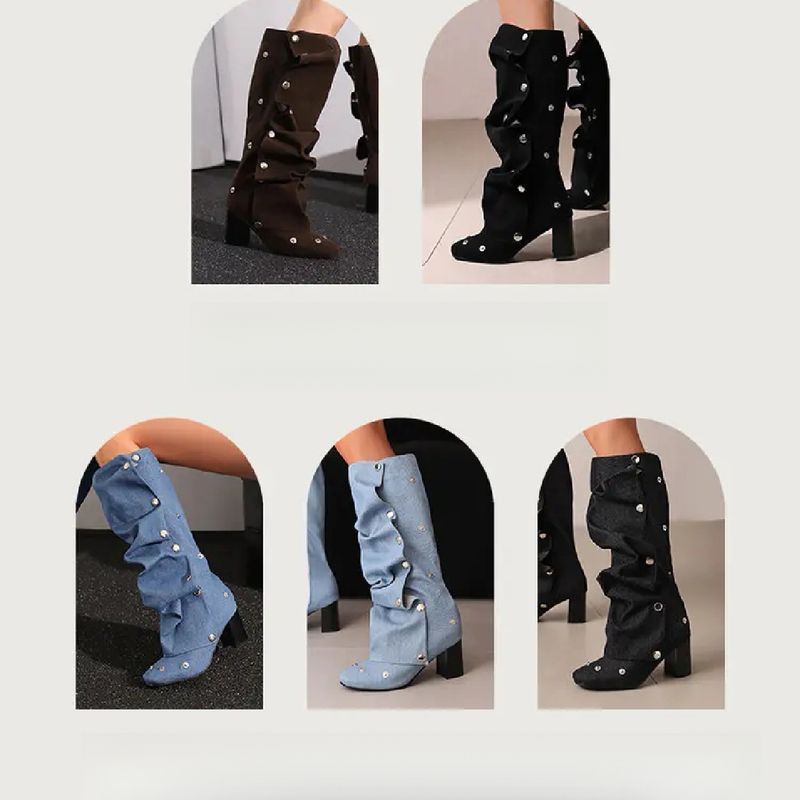 2025 Fall And Winter New Western Cowboy Long Women's Heeled Riding Boots Fashionable And Versatile Wear Comfortable Lightweight Personalized_voghion.com