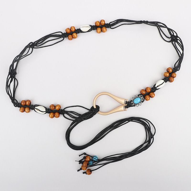 Cintura boema con fibbia in lega, catena a conchiglia, accessorio per donna, corda intrecciata, decorazione per abito, stile etnico_voghion.com
