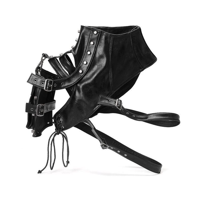 Damen Punk PU Leder Damen Umhängetasche Halloween Bühnenperformance Rüstung Zubehör_voghion.com