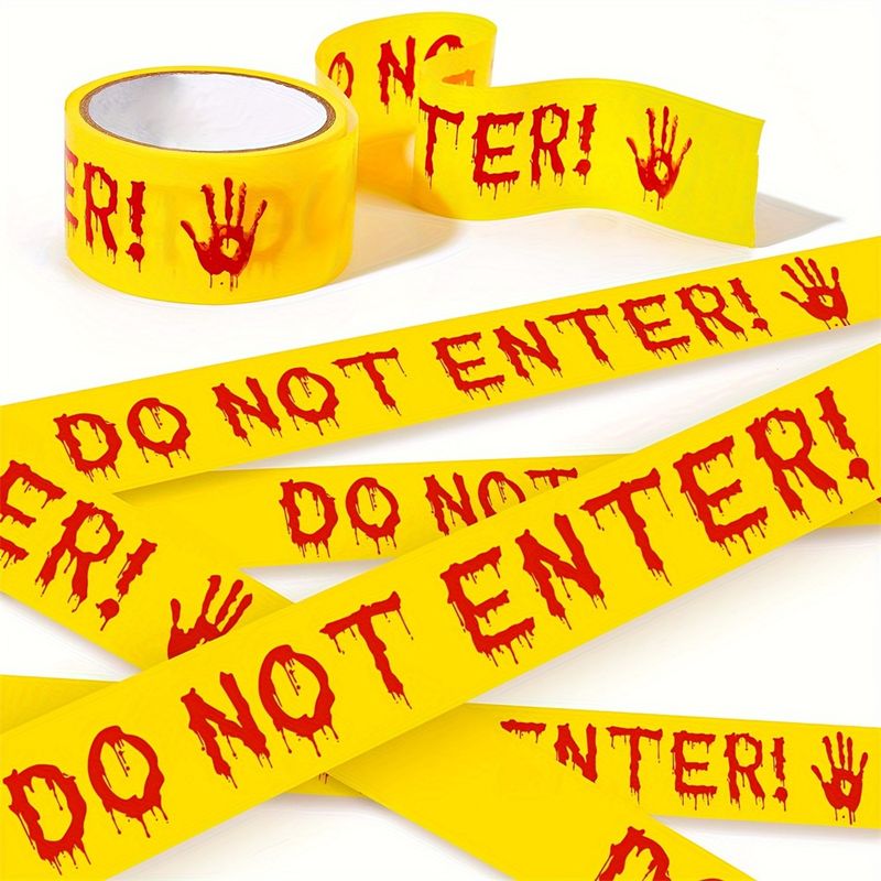 Nastro di avvertimento di Halloween con impronte di mani insanguinate - Nastro di avvertimento in plastica da 82 piedi per decorazione di feste a tema horror, barriera_voghion.com