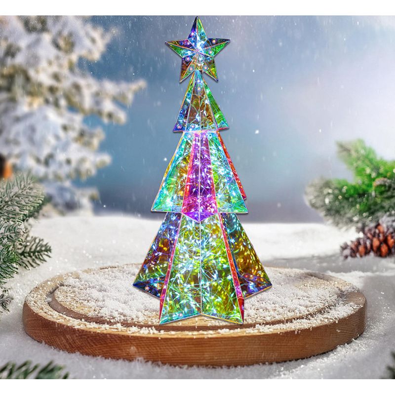 37cm Glowing Decorative Ornament Transparent Iridescent Christmas Tree For Living Room And Window Display Atmosphere_voghion.com