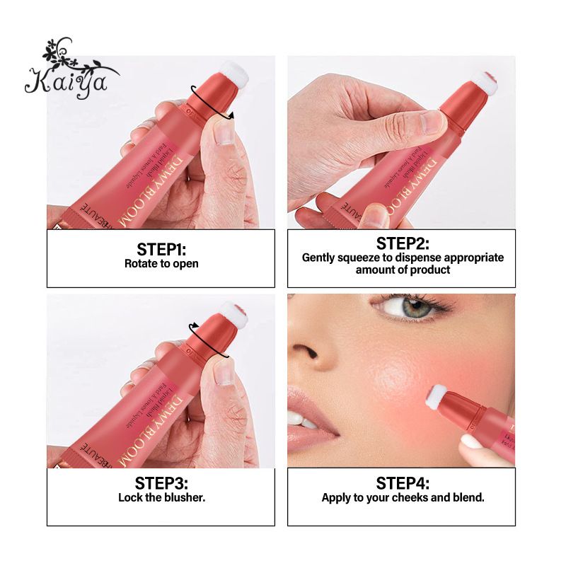 Schwammkopf für flüssiges Puderrouge, feuchtigkeitsspendendes Wasser für Lippen und Wangen mit doppeltem Zweck, leicht zu entfernen, seidiges und geschmeidiges Make-up_voghion.com