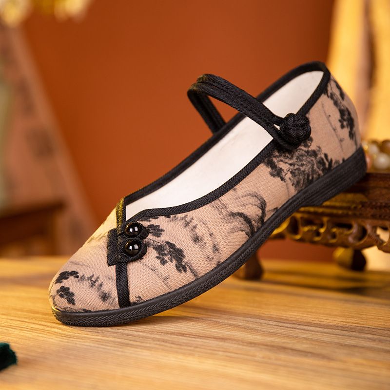 Damenschuhe Frühling Neuer Stil Alte Peking-Stoffschuhe Ethnische Mutter Mittleren Alters Und Älterer Weicher Boden Antiker Stil Bestickte Schuhe Damen_voghion.com