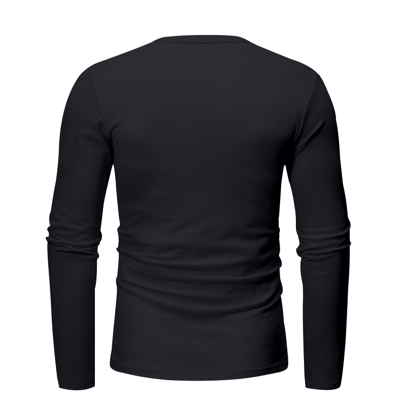 T-shirt girocollo autunno 2024, pullover ampio, maglietta casual da uomo a maniche lunghe_voghion.com