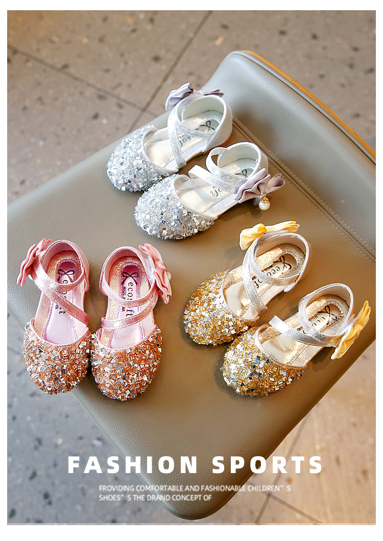 Chaussures de princesse simples à paillettes pour filles, édition coréenne, nouvelle collection printemps/été 2024_voghion.com