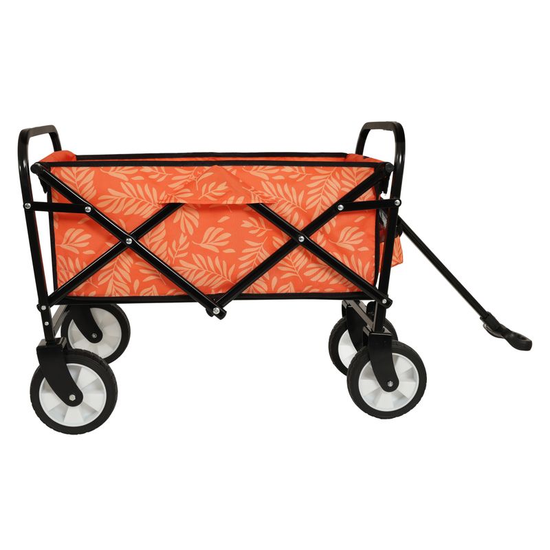 Minimeetall Colorful Collapsible Foldable Wagon Cart With Strapping System, Beach Wagon ,Utility Wagon Grocery Cart Camping Shopping Sports Gardeing Fishing Supports 225lbs,orange Leaf_voghion.com