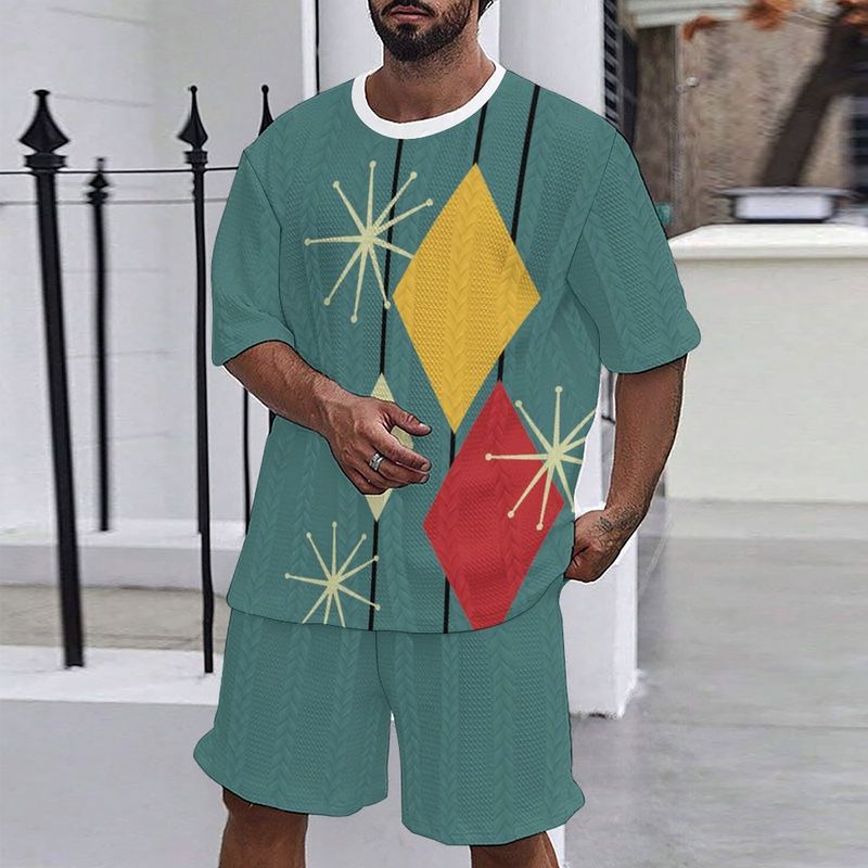 Tecnologia di abbigliamento maschile, stampa 3D, maglietta estiva a maniche corte con scollo rotondo da uomo, pantaloncini casual larghi_voghion.com
